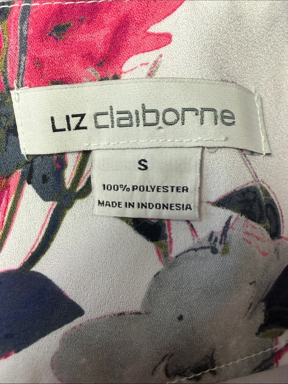 Liz Claiborne Floral Blouse Women's Small Pink Gray Pleated Short Sleeve Top - Picture 5 of 5